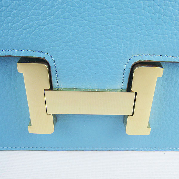 7A Hermes Constance Togo Leather Single Bag Light Blue Gold Hardware H020 - Click Image to Close